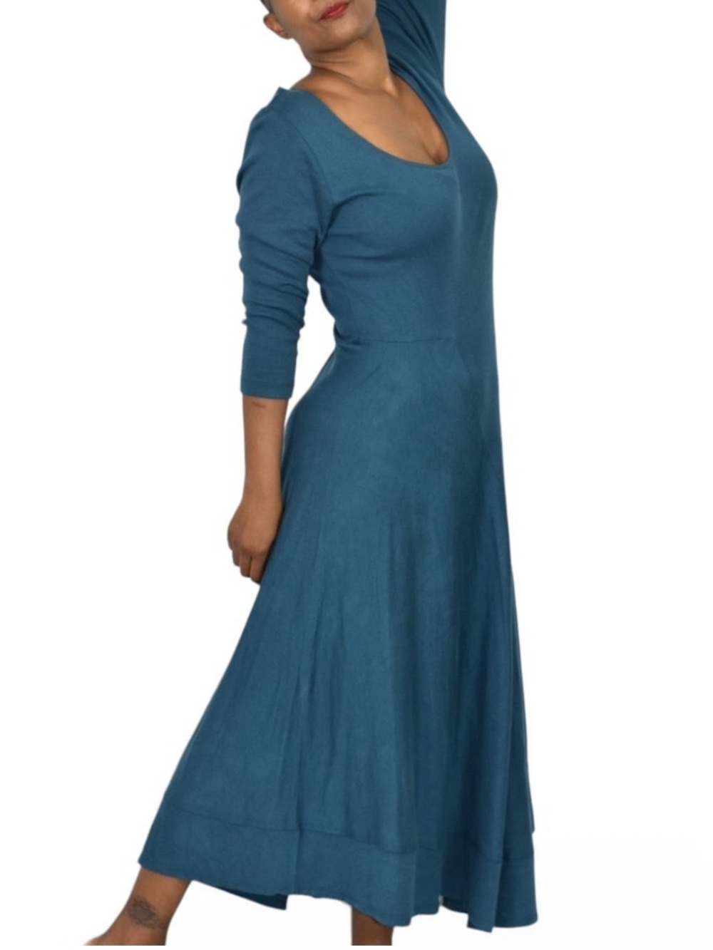 Soft Surroundings Maxi Dress Teal Green Jersey Knit Size Medium